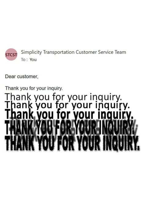 Thank You For Your Inquiry