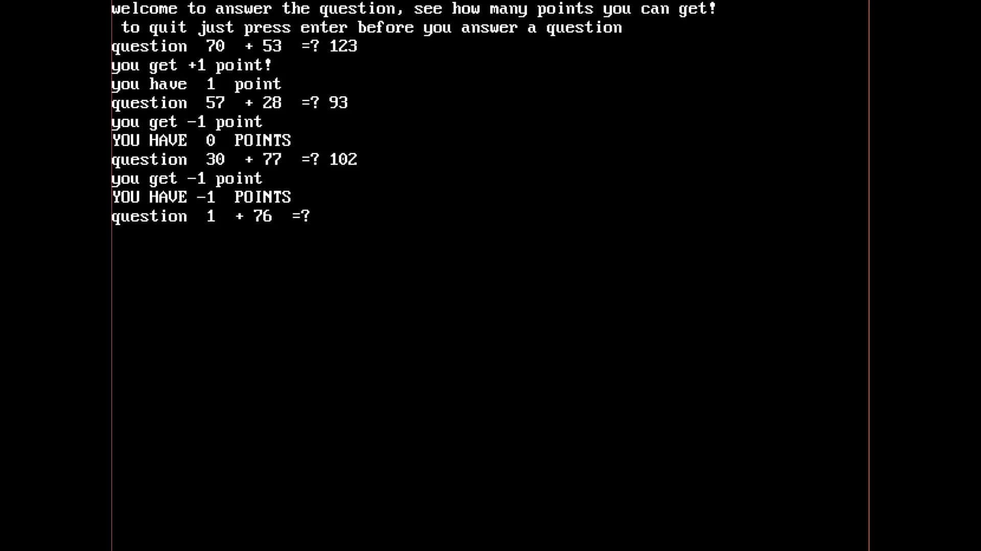 Answer the Question screenshot 5