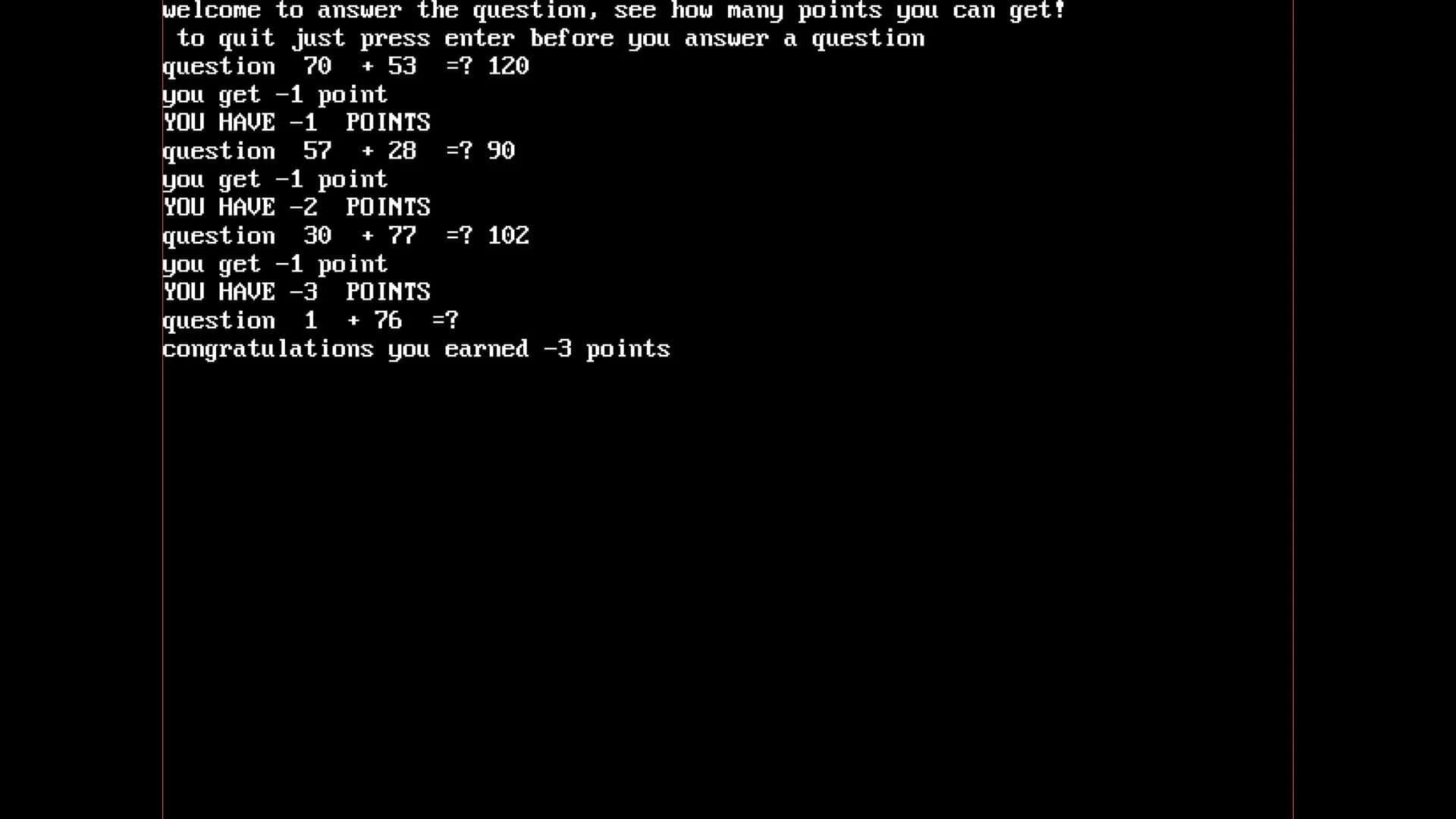 Answer the Question screenshot 1