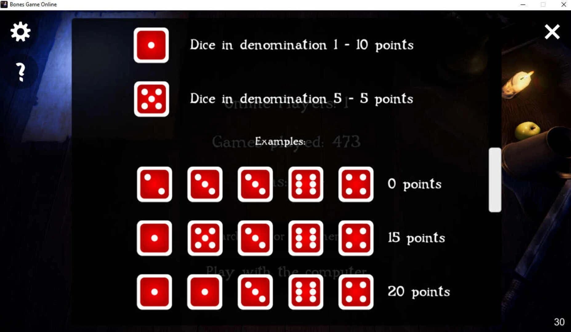 Bones game online screenshot 3