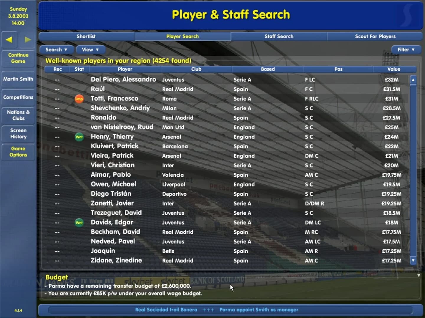 Championship Manager: Season 03/04 screenshot 2