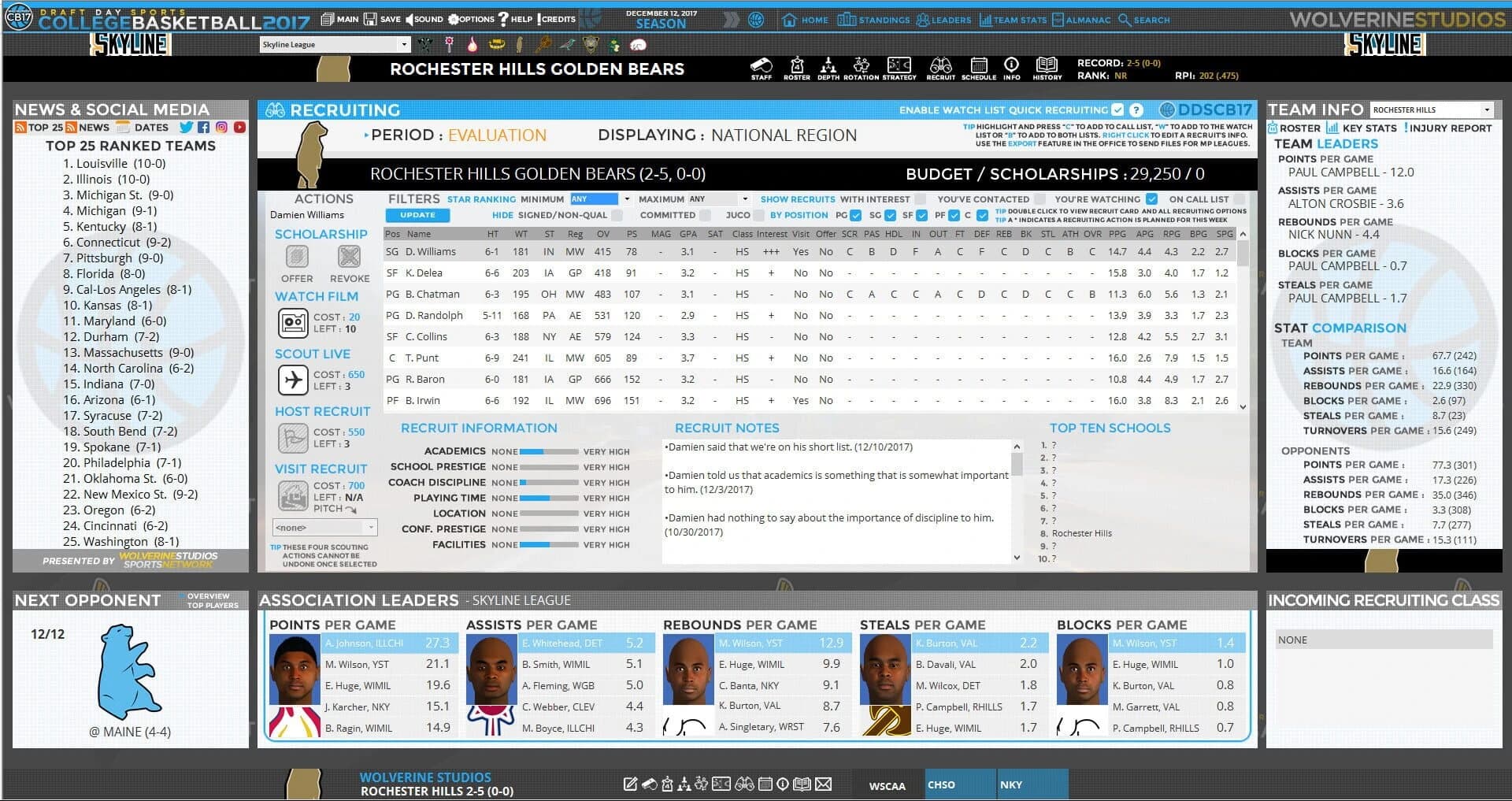Draft Day Sports: College Basketball 2017 screenshot 5