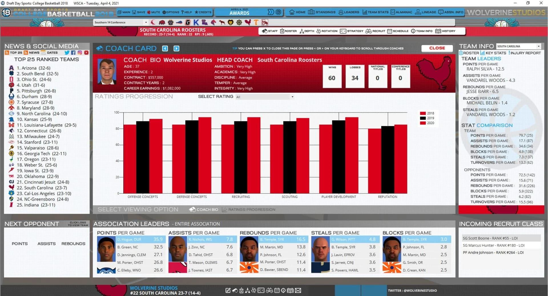 Draft Day Sports: College Basketball 2018 screenshot 1