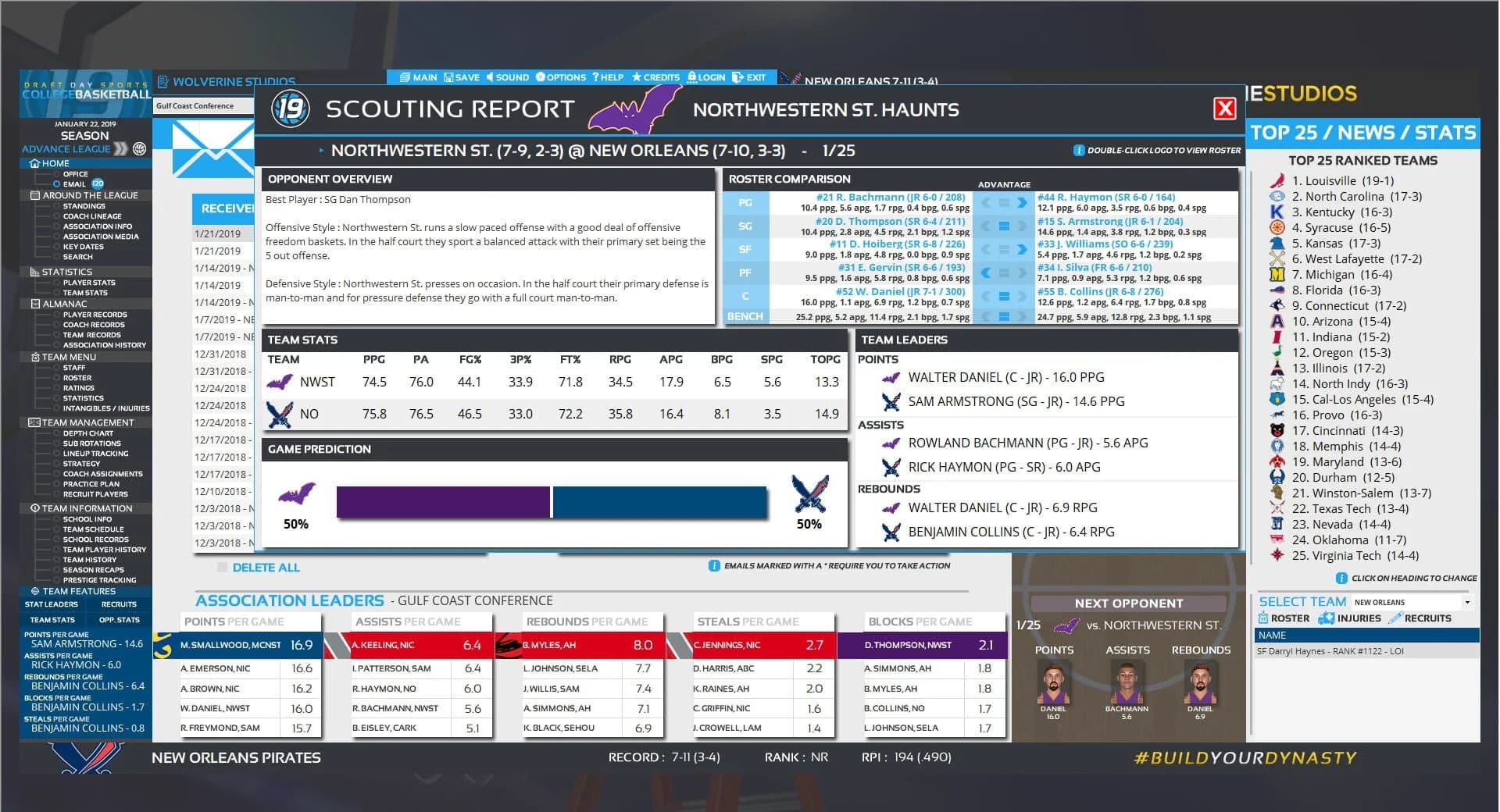 Draft Day Sports: College Basketball 2019 screenshot 1