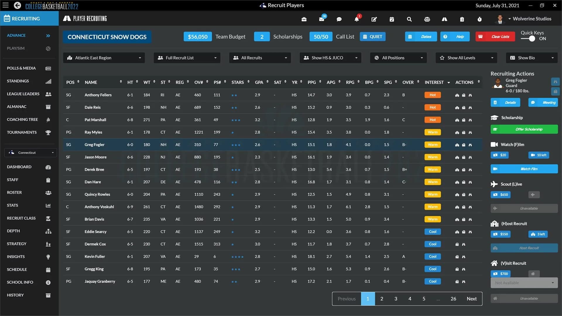 Draft Day Sports: College Basketball 2022 screenshot 1