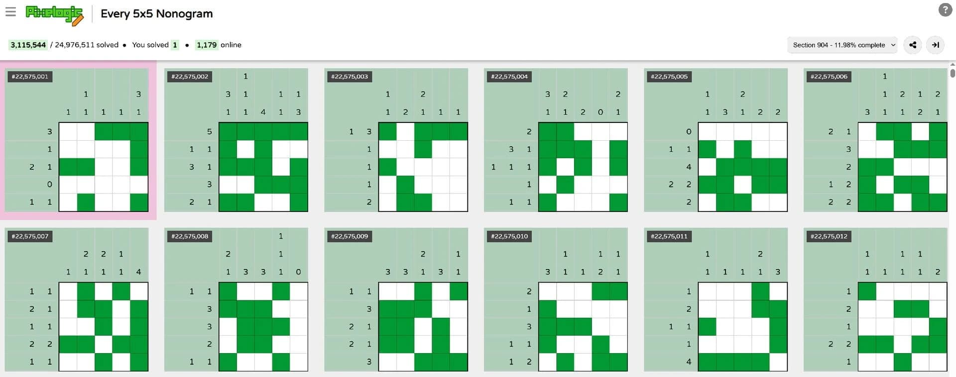 Every 5x5 Nonogram screenshot 1