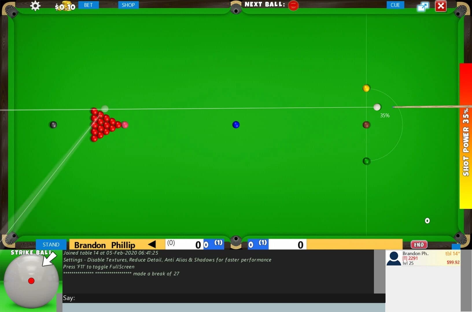 Flash Snooker Game screenshot 1