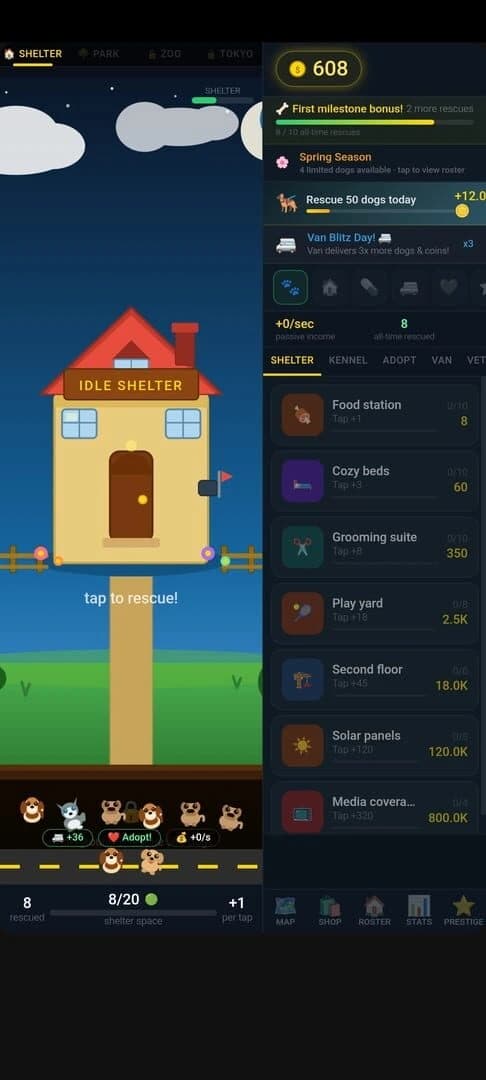 Idle Shelter: Dog Rescue Tycoon screenshot 1