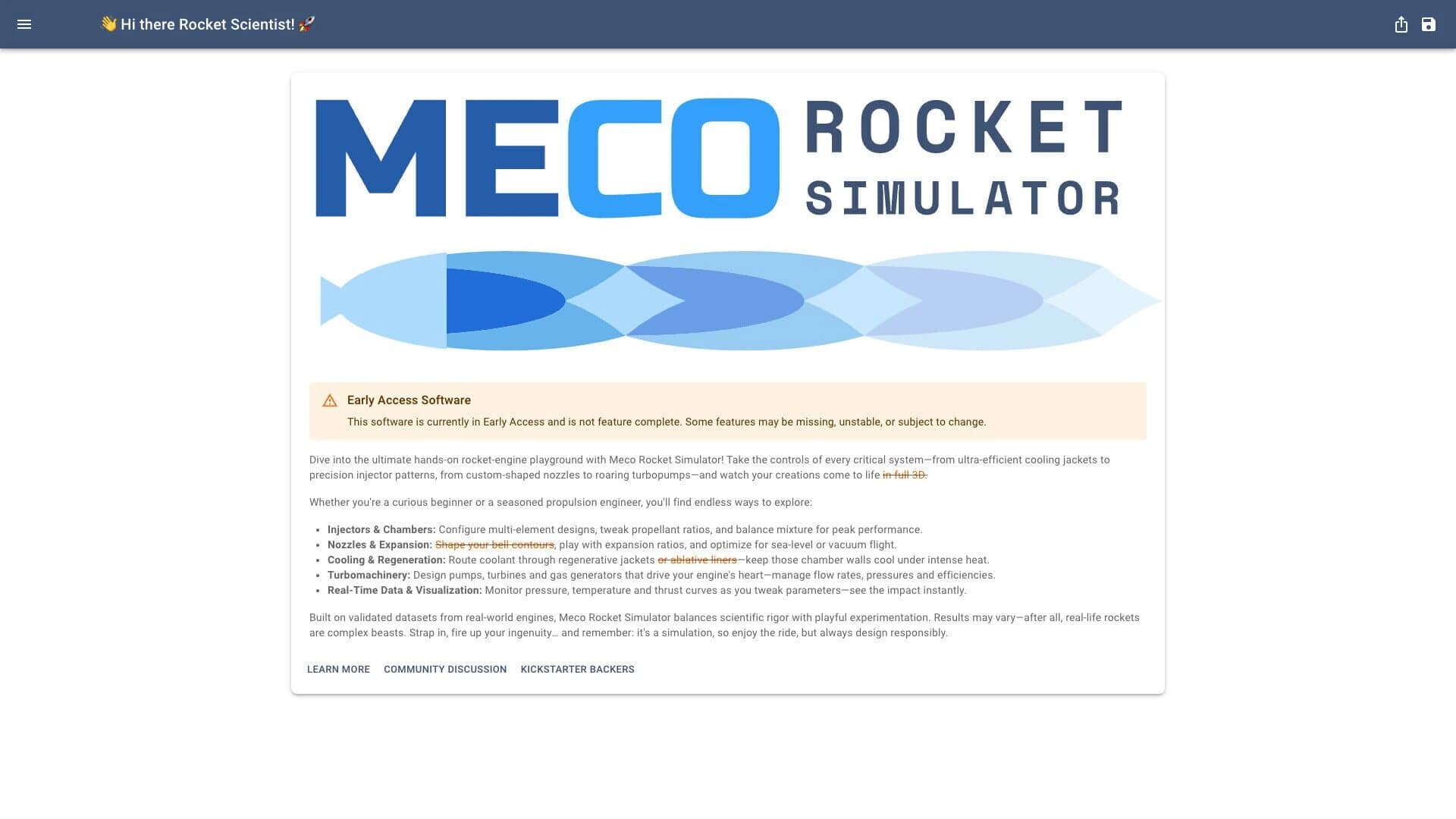 Meco Rocket Simulator screenshot 1