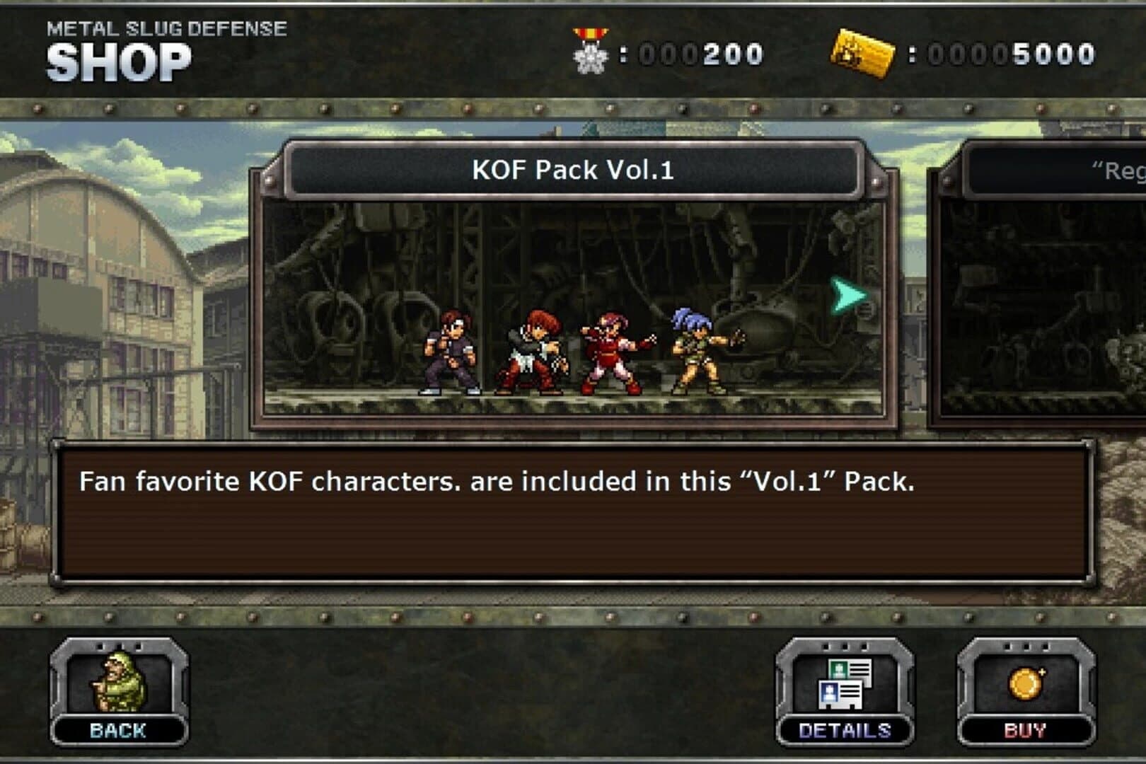 Metal Slug Defense: "KOF Pack" Vol.1 screenshot 1