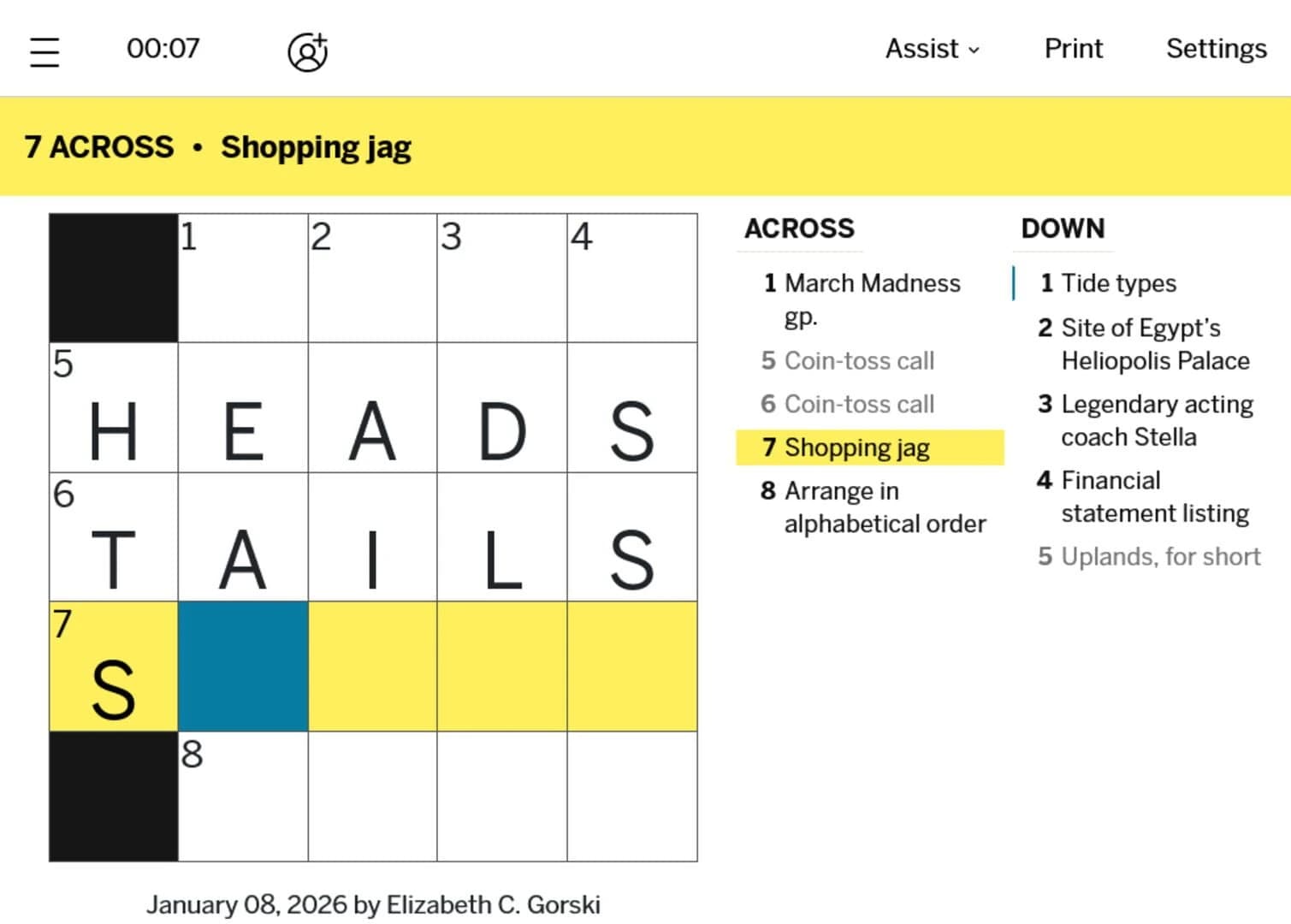Mini Crossword screenshot 1
