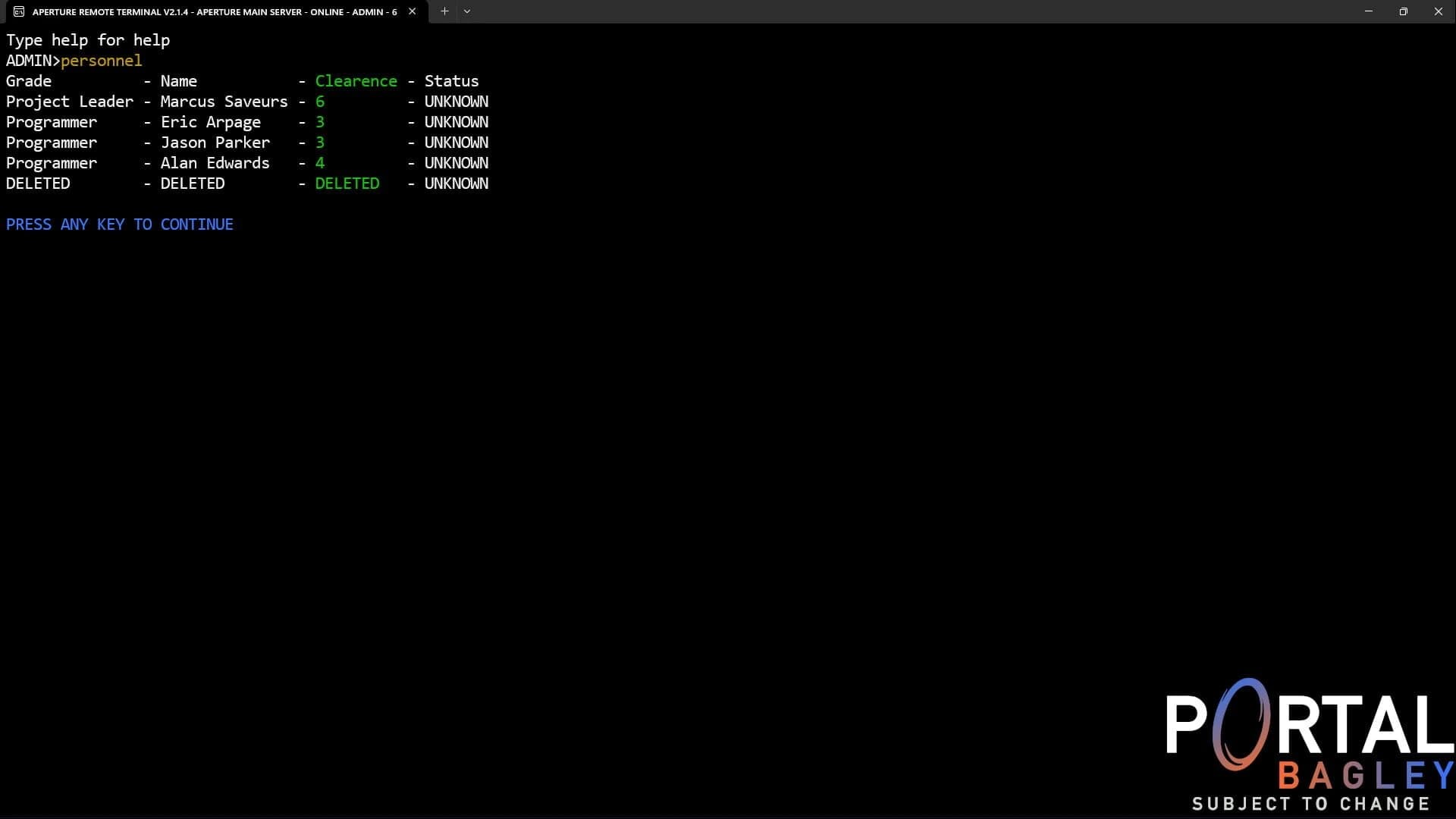 Portal Bagley: Aperture Remote Terminal screenshot 3