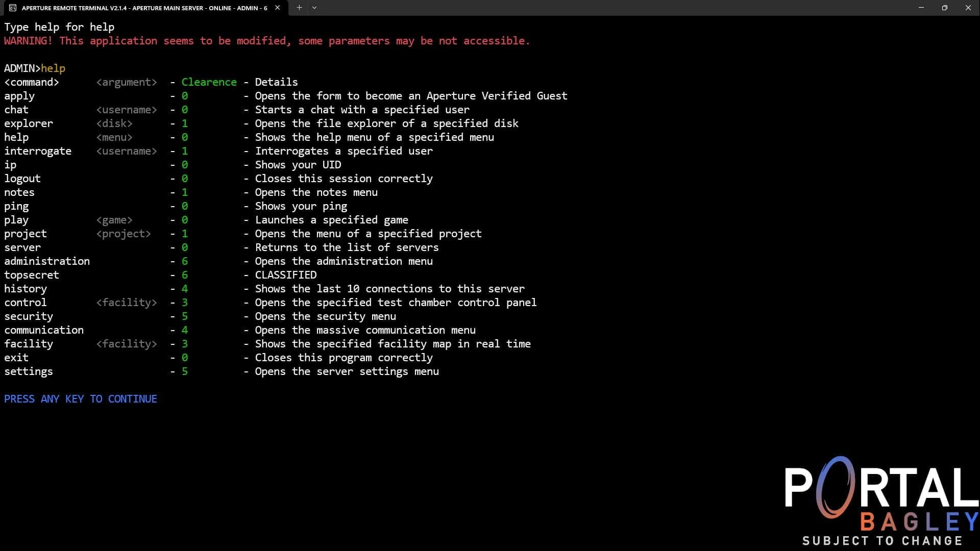 Portal Bagley: Aperture Remote Terminal screenshot 2