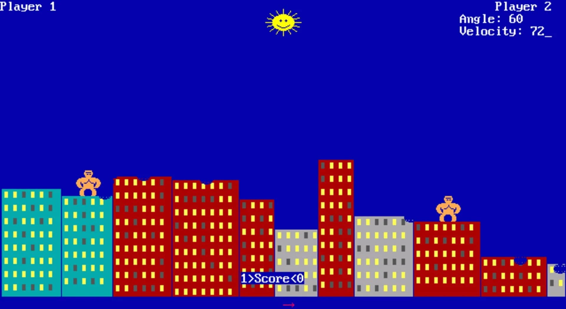 Qbasic Gorillas screenshot 2