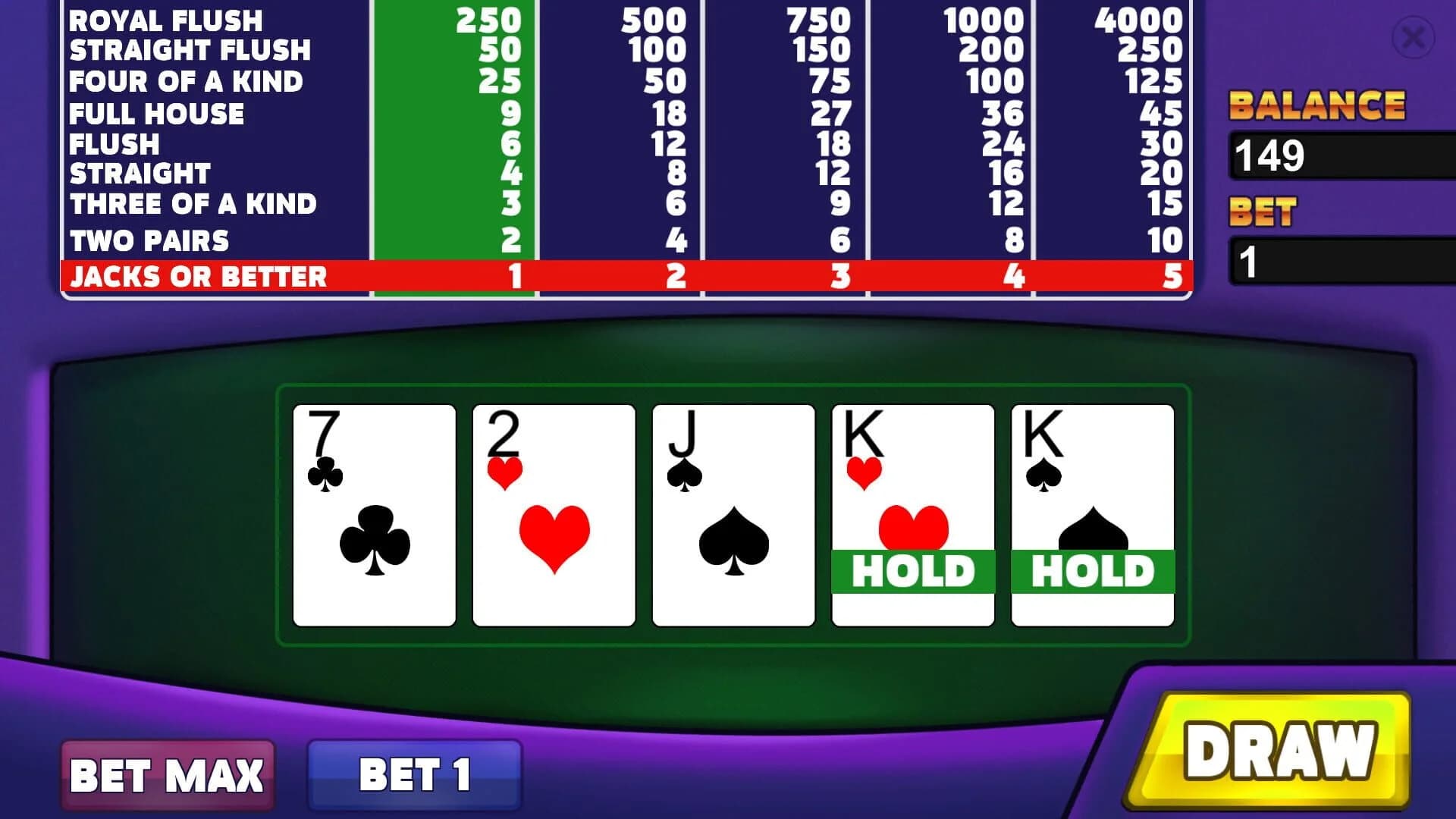 Royal Casino: Video Poker screenshot 1