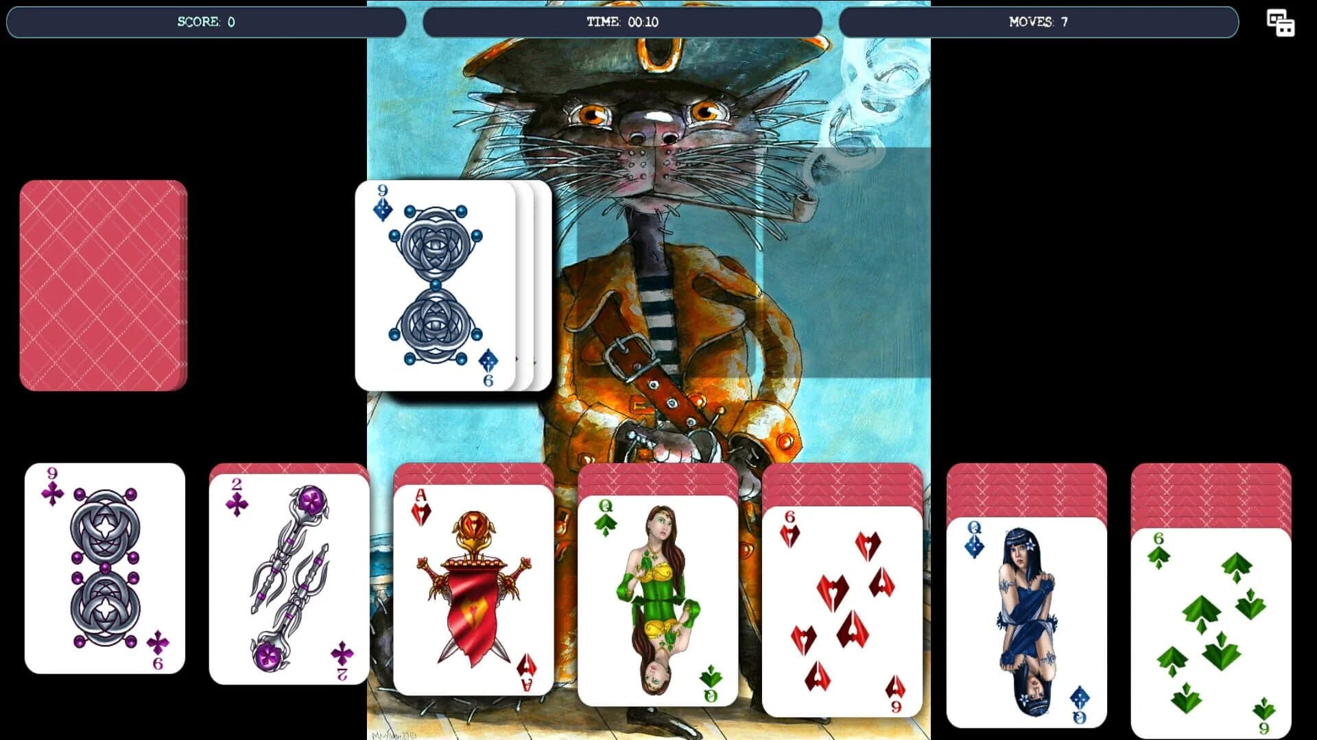Solitaire - Cat Pirate Portrait screenshot 3
