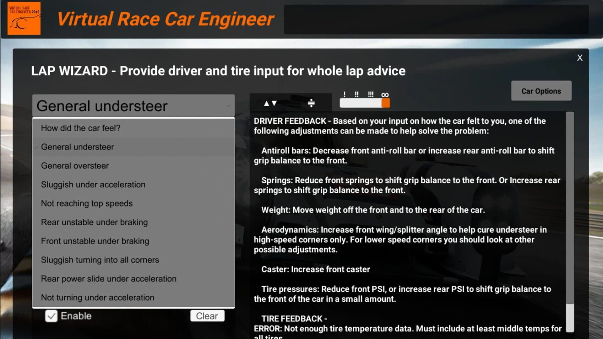 Virtual Race Car Engineer 2020 screenshot 3