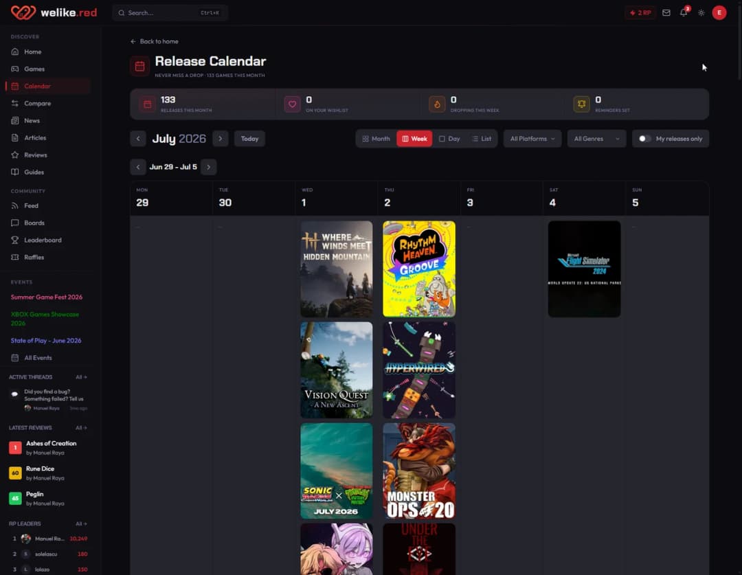 WeLike.red - New Release Calendar