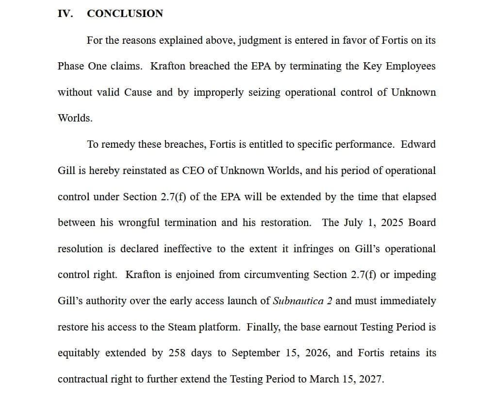 Conclusion of Post-Trial Opinion